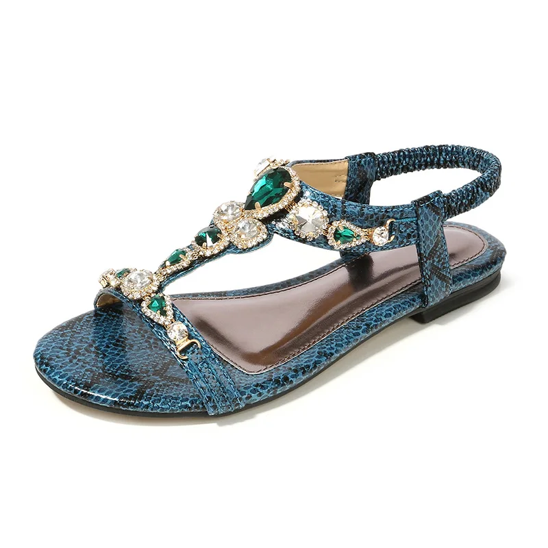 Summer Fashion Street Ladies Casual Sandals Plus Size Snake Print Open Toe Rhinestone Ankle Rlastic Band Women Flat Sandals
Summer Fashion Street Ladies Casual Sandals Plus Size Snake Print Open Toe Rhinestone Ankle Rlastic Band Women Flat Sandals