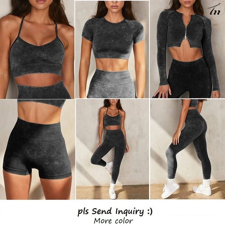 2022 5pcs Seamless Acid Washed Yoga Set Custom Activewear Zipper Jacket Top Sports Bra Gym Outfits Sets Women Fitness Set, 6 colors
2022 5pcs Seamless Acid Washed Yoga Set Custom Activewear Zipper Jacket Top Sports Bra Gym Outfits Sets Women Fitness Set, 6 colors