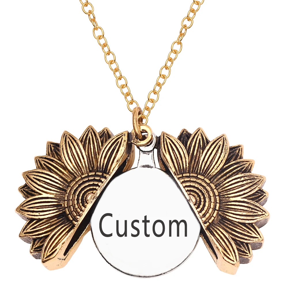 Hot sale Custom You are my sunshine Open Locket Sunflower Pendant Necklace for women, Vintage gold/silver
Hot sale Custom You are my sunshine Open Locket Sunflower Pendant Necklace for women, Vintage gold/silver