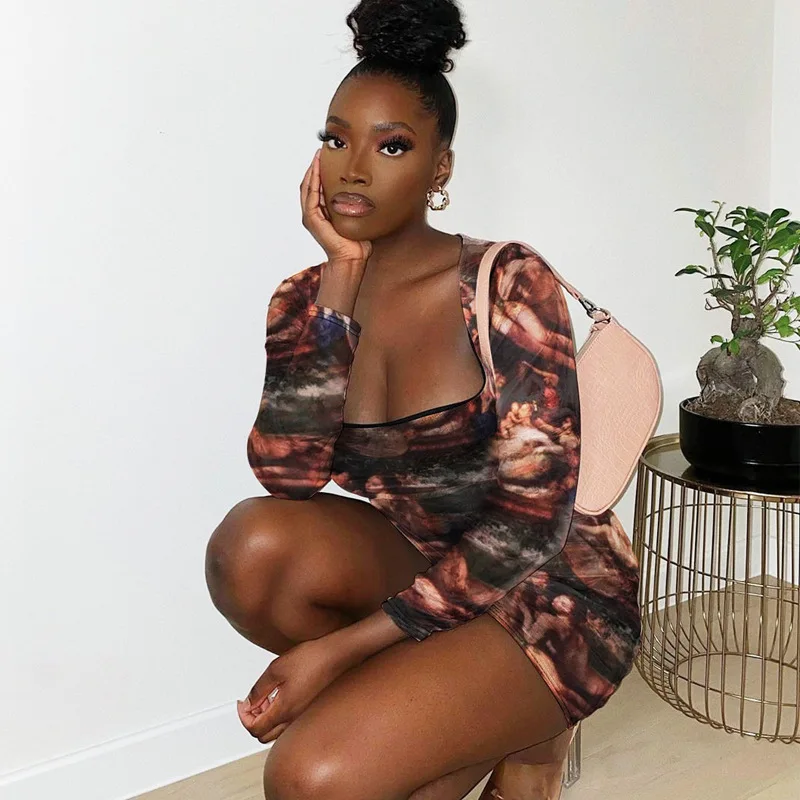Yingchchao Autumn 2021 New Arrivals Sexy Print U-neck Long Sleeve Short Bodycon Dress for Women Night Club Wear
Yingchchao Autumn 2021 New Arrivals Sexy Print U-neck Long Sleeve Short Bodycon Dress for Women Night Club Wear