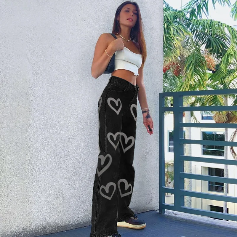 XLL Popular 2021 ladies stretchy graffiti trousers pants full length washed heart print denim jeans women
XLL Popular 2021 ladies stretchy graffiti trousers pants full length washed heart print denim jeans women