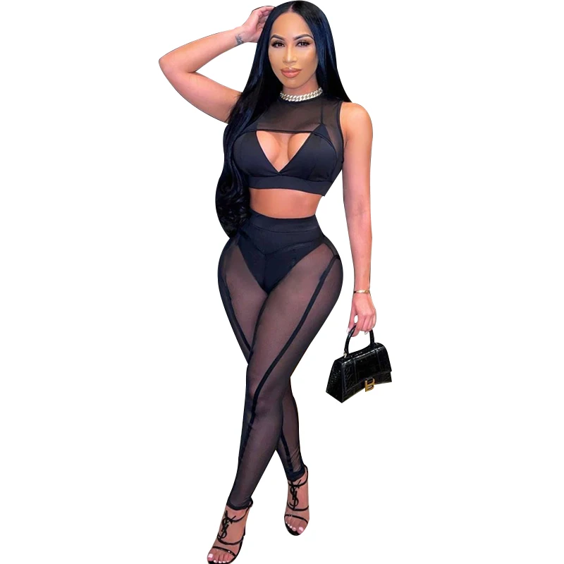 2021 Summer Cut Out See Through Crop Top Pant Set Party Clubwear Sleeveless Mesh Women Two pieces Sets
2021 Summer Cut Out See Through Crop Top Pant Set Party Clubwear Sleeveless Mesh Women Two pieces Sets