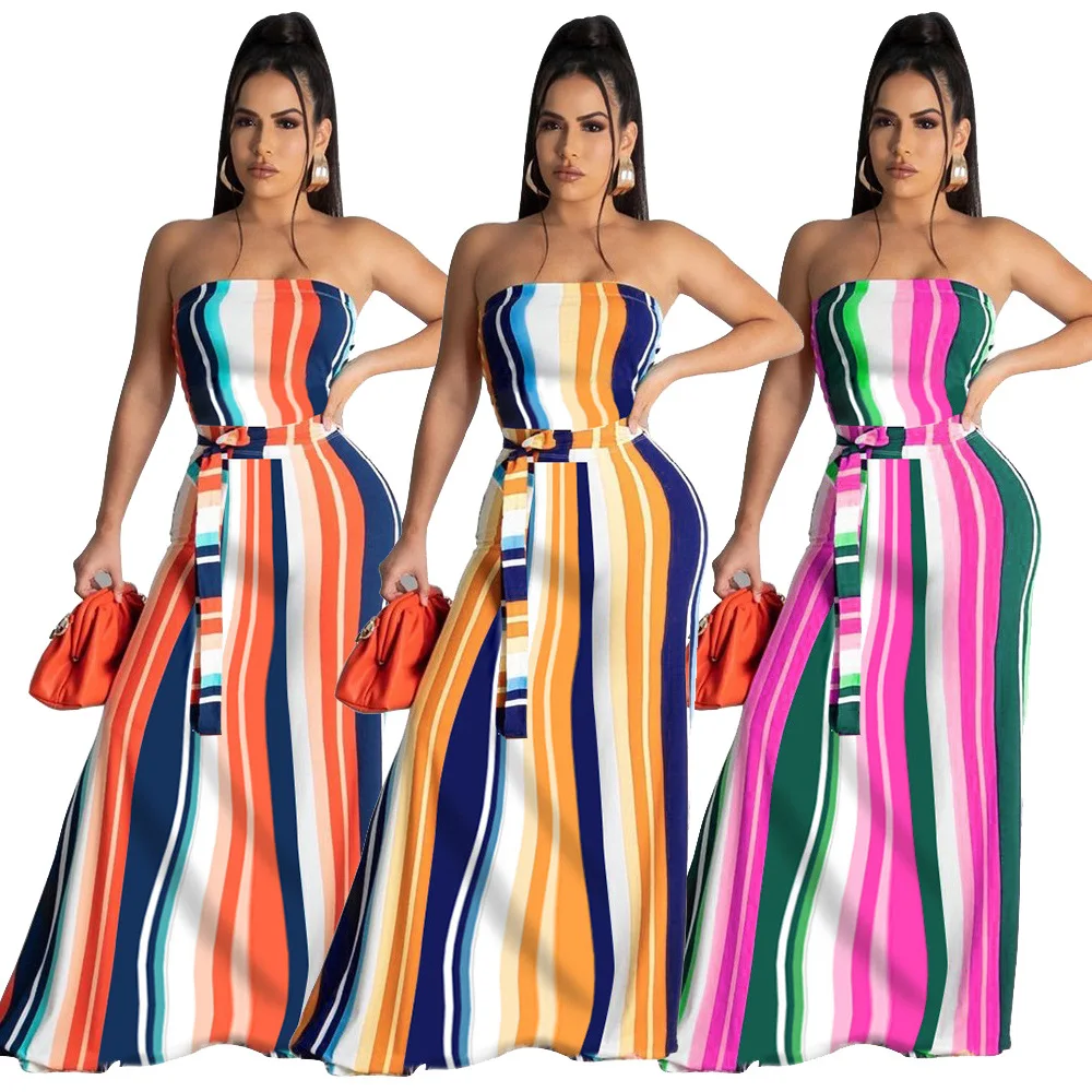 Sexy off-the-shoulder striped print casual loose breast wrap mid-waist dress club wear
Sexy off-the-shoulder striped print casual loose breast wrap mid-waist dress club wear