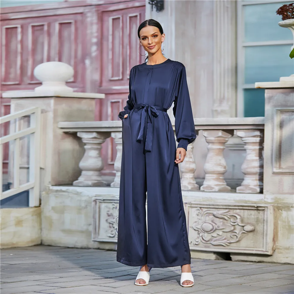 Women Elegant Satin Jumpsuit Turkish Arabic Dubai Islamic Fashion Wide Leg Pants Playsuit Bodysuit African Muslim Clothing, Navy,green
Women Elegant Satin Jumpsuit Turkish Arabic Dubai Islamic Fashion Wide Leg Pants Playsuit Bodysuit African Muslim Clothing, Navy,green
