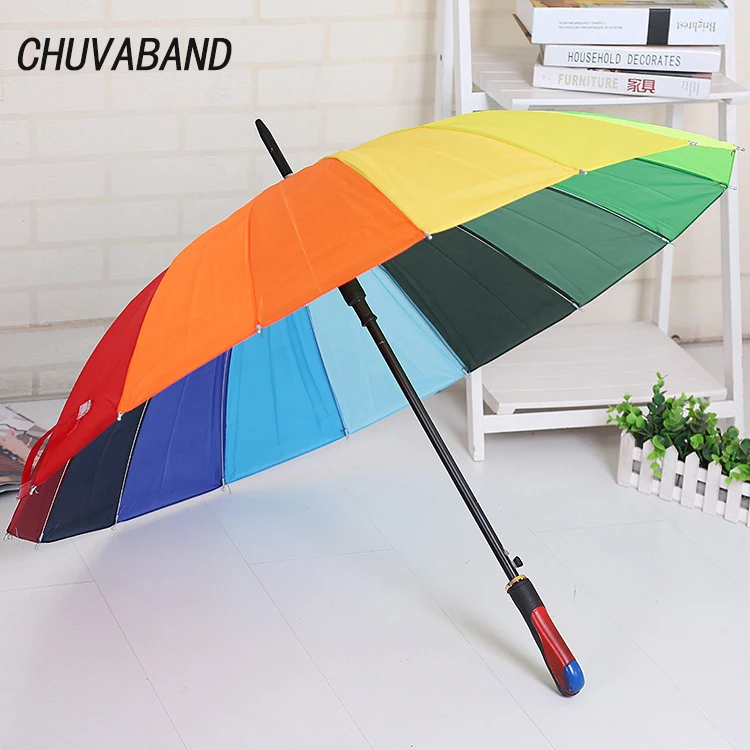CHUVABAND Wholesale Market 16K Strong Straight Multi Colors Rain rainbow Umbrella Straight Women's Rainproof Umbrella Parasol
CHUVABAND Wholesale Market 16K Strong Straight Multi Colors Rain rainbow Umbrella Straight Women's Rainproof Umbrella Parasol