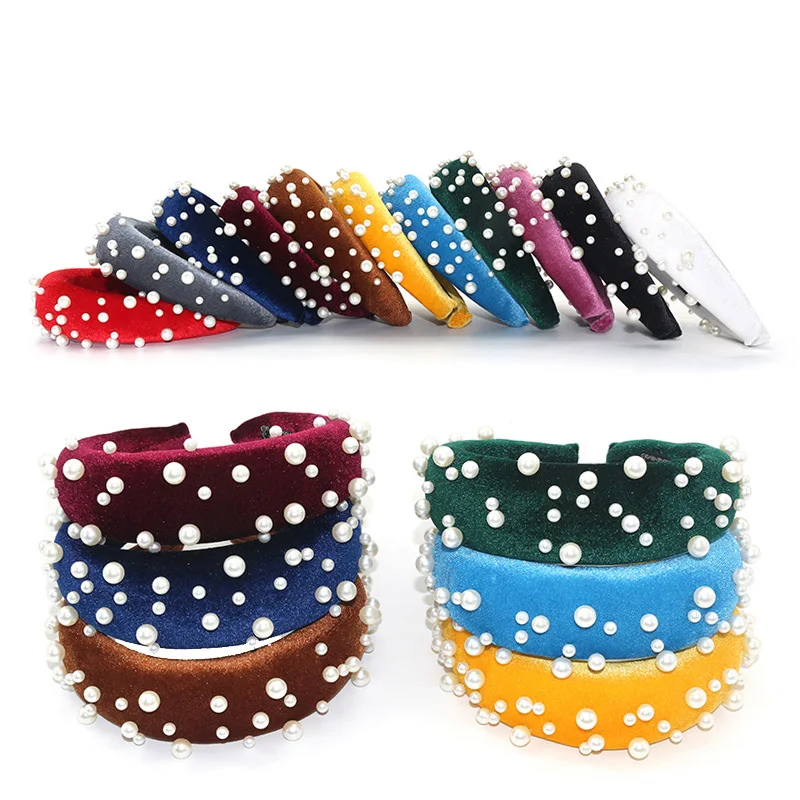 Pearl Headband Special Design Pearl Stone Velvet Hairbands Handmade Women Crown Sponge Thick Head Hoop for Girls, Picture
Pearl Headband Special Design Pearl Stone Velvet Hairbands Handmade Women Crown Sponge Thick Head Hoop for Girls, Picture