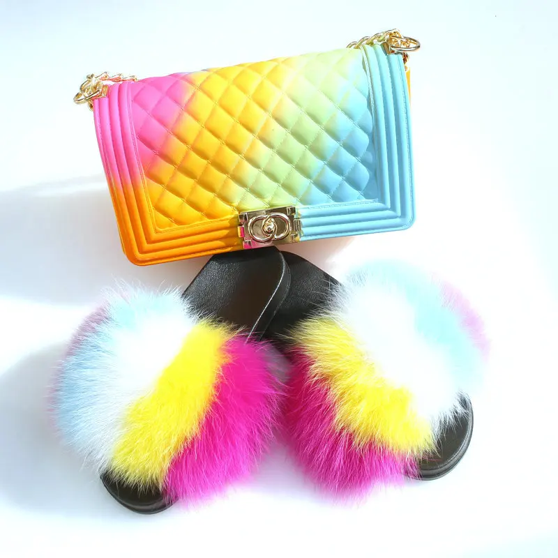 wholesale fashion candy color jelly purse and fluffy fox fur slippers new collection for women, Polytype
wholesale fashion candy color jelly purse and fluffy fox fur slippers new collection for women, Polytype