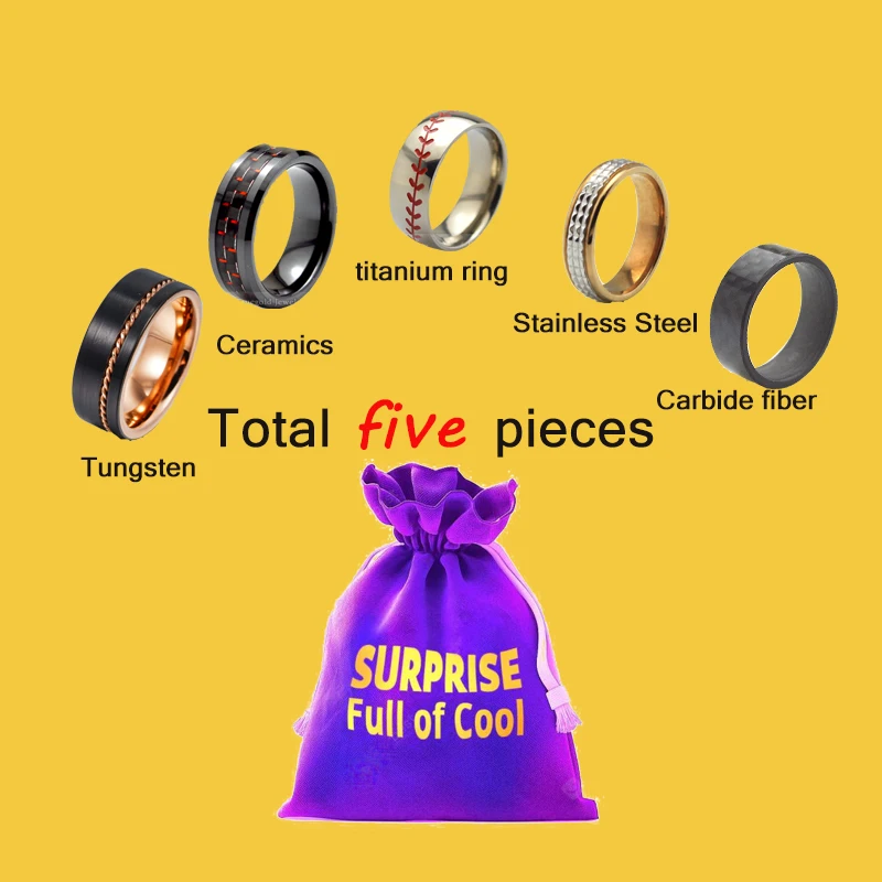 Blind Bag With Lucky Bag For Titanium Custom Oem Carbide Fiber Ceramic Tungsten Jewelry Mens Stainless Steel Gold Plated Ring
Blind Bag With Lucky Bag For Titanium Custom Oem Carbide Fiber Ceramic Tungsten Jewelry Mens Stainless Steel Gold Plated Ring