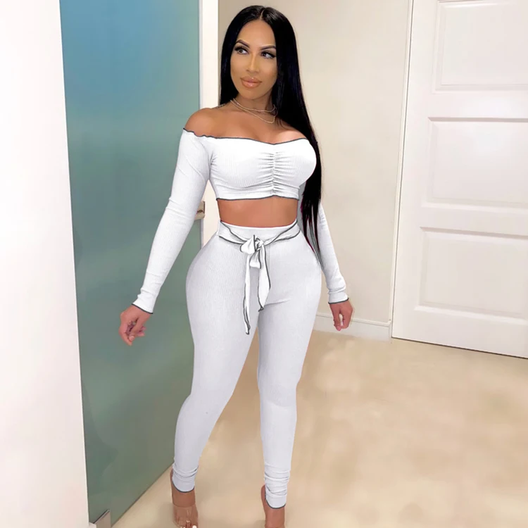 Solid Color Off Shoulder Tops 2020 Bodycon Set 2020 Fashion Women Outfit, Customized color
Solid Color Off Shoulder Tops 2020 Bodycon Set 2020 Fashion Women Outfit, Customized color