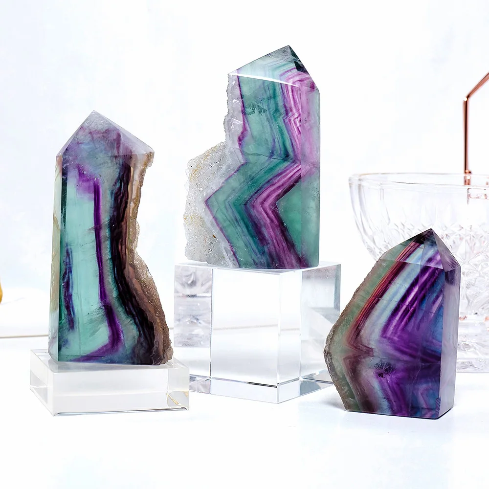 Wholesale natural crystal rough stone translucent druzy rainbow fluorite tower point
Wholesale natural crystal rough stone translucent druzy rainbow fluorite tower point