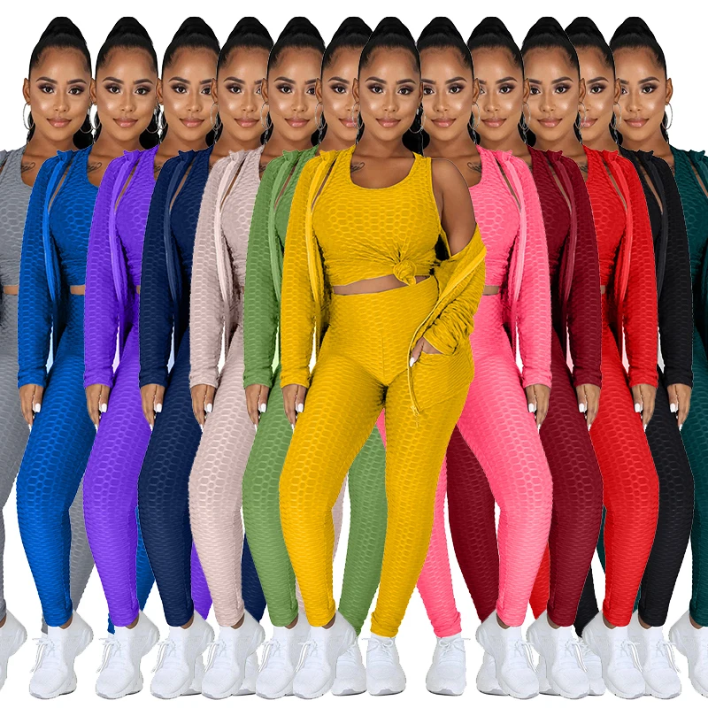 New Design Special Jacquard Fabric Women Jacket Ladies Solid Color Running Legging Vest Sportswear Three Pieces Suits
New Design Special Jacquard Fabric Women Jacket Ladies Solid Color Running Legging Vest Sportswear Three Pieces Suits