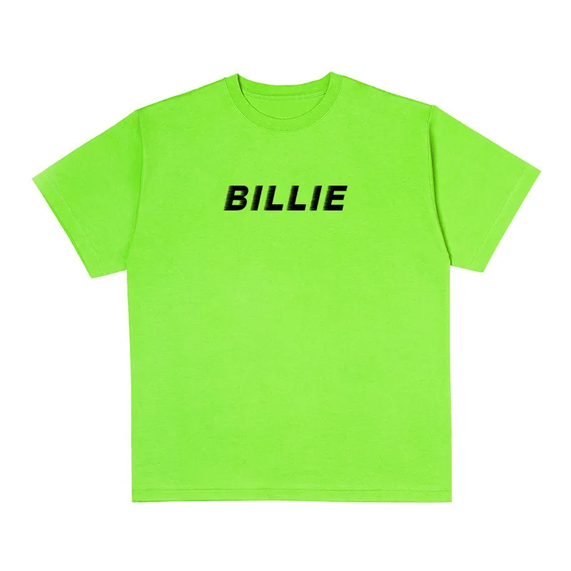 European and American singers Fluorescent green T-shirts around BILLIE letter printed T-shirts