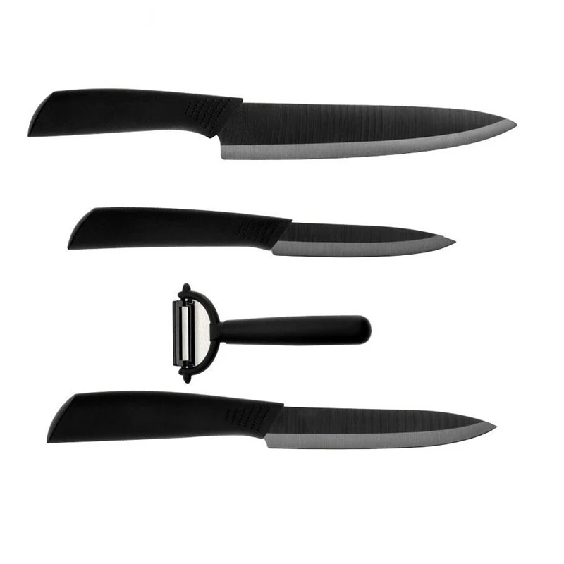 

Amazon hot sale cheap Non-Stick Proof 3"4"5"6" Ceramic Knife Set With Vegetable Fruit Peeler And Knife Block fast delivery, Black color