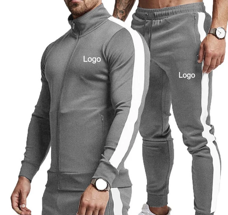 Low MOQ Custom Logo Stripe Gym Jogger Set Euro Size Mens Fitness Apparel Slim Fit Stretch Jacket 2 Pieces Set For Men, 6 colors
Low MOQ Custom Logo Stripe Gym Jogger Set Euro Size Mens Fitness Apparel Slim Fit Stretch Jacket 2 Pieces Set For Men, 6 colors