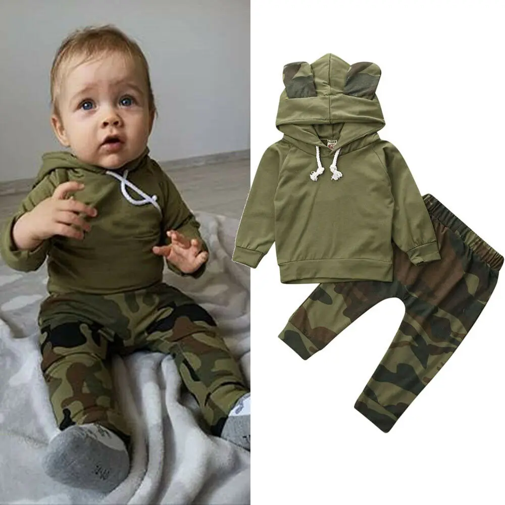 Newborn Baby Boy Girls Clothes Autumn Winter 2pcs Long Sleeve Hooded Camo T-shirt Tops + Pants Casual Outfit Set, As picture
Newborn Baby Boy Girls Clothes Autumn Winter 2pcs Long Sleeve Hooded Camo T-shirt Tops + Pants Casual Outfit Set, As picture