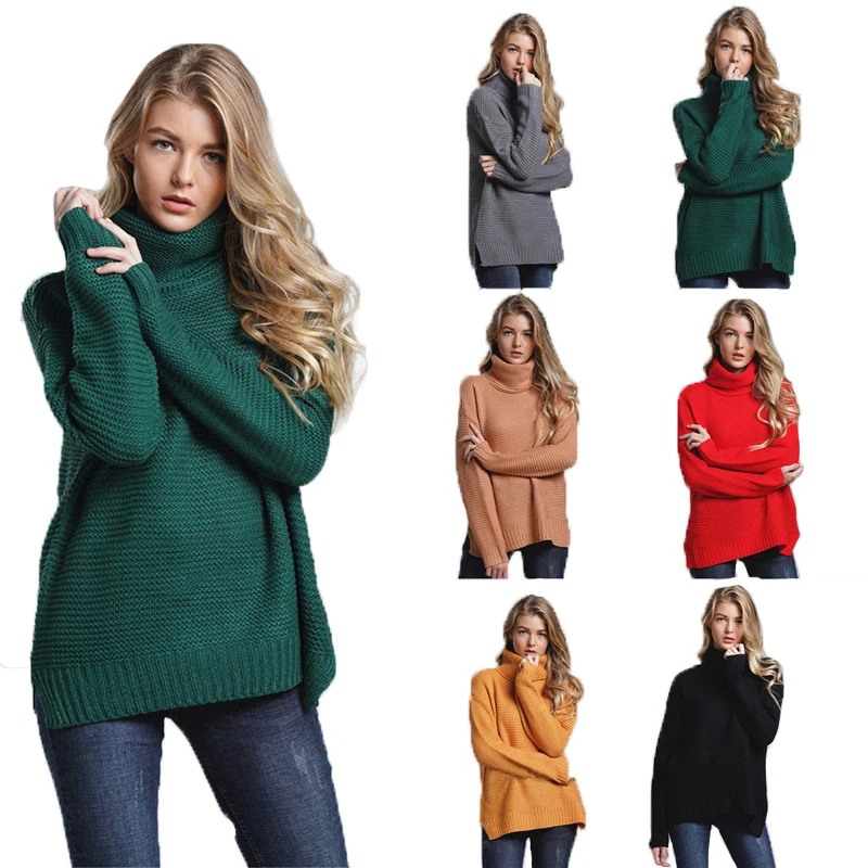 2020 promotional for women's sweaters Solid Color turtleneck oversized sweater, Gray/green/black/yellow/red/dark pink
2020 promotional for women's sweaters Solid Color turtleneck oversized sweater, Gray/green/black/yellow/red/dark pink