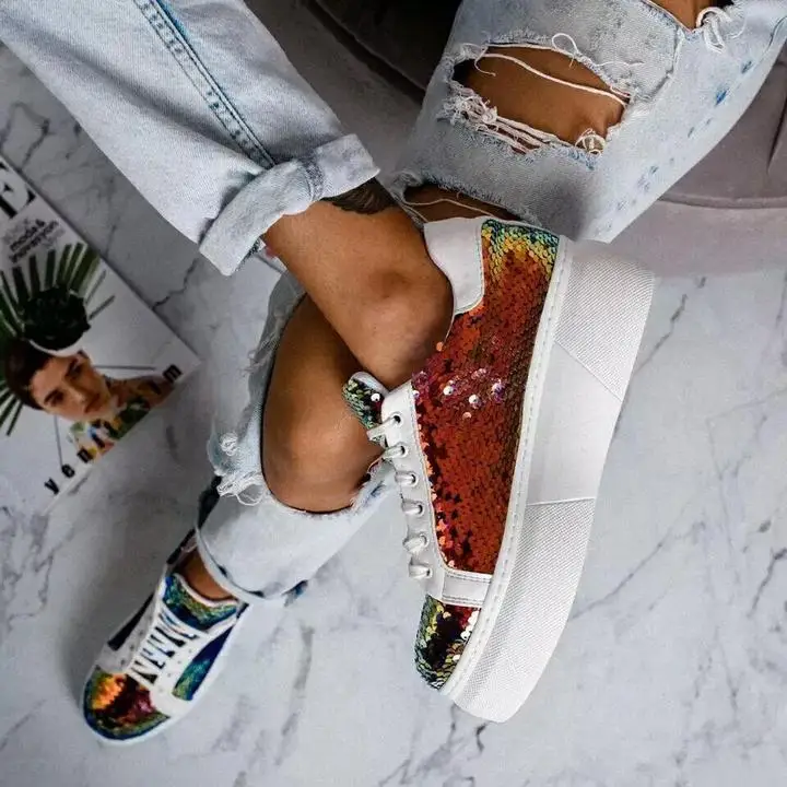 BUSY GIRL AL8082 Women's spring and autumn new color sequins thick bottom casual shoes female size42 lace up skate shoes, Black/gold
BUSY GIRL AL8082 Women's spring and autumn new color sequins thick bottom casual shoes female size42 lace up skate shoes, Black/gold