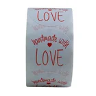 Hybsk White 1.5 inch Glossy Paper handmade with love stickers with red heart