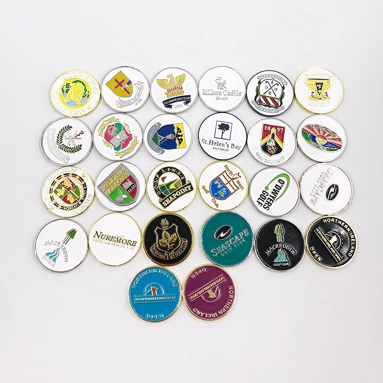 24mm 25mm Gold Silver Black Metal Custom logo Golf Markers Double Side Golf Ball Marker Golf Accessories details
