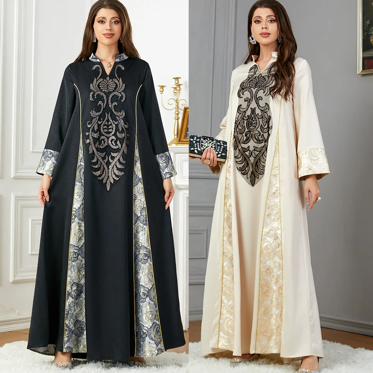 Muslim Fashion Autumn Winter Jacquard Embroidery Patchwork Long Sleeve Casual Moroccan Gulf Djellaba Women Abaya
Muslim Fashion Autumn Winter Jacquard Embroidery Patchwork Long Sleeve Casual Moroccan Gulf Djellaba Women Abaya