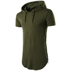 Mens Hooded Big Pocket Short Sleeve Hoodies for Male Solid Color High Street Hip-Hop Sweatershirt Men Clothing