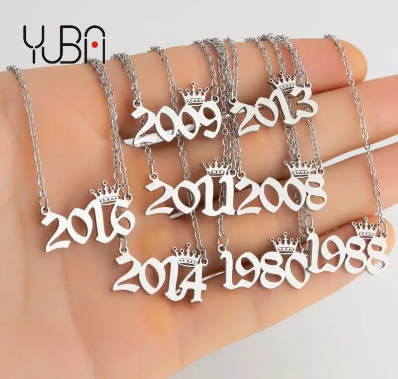 Silver Titanium Jewelry Birthday Gift Personalized Digital Pendant Stainless Steel Year Crown Necklaces for Women Girl
Silver Titanium Jewelry Birthday Gift Personalized Digital Pendant Stainless Steel Year Crown Necklaces for Women Girl