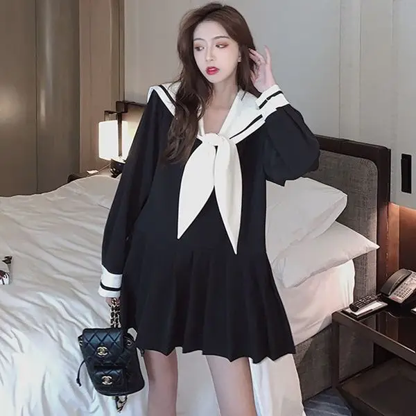 Black dress long-sleeved autumn clothing 2020 new French skirt is thin and versatile loose student dresses women casual ins
Black dress long-sleeved autumn clothing 2020 new French skirt is thin and versatile loose student dresses women casual ins