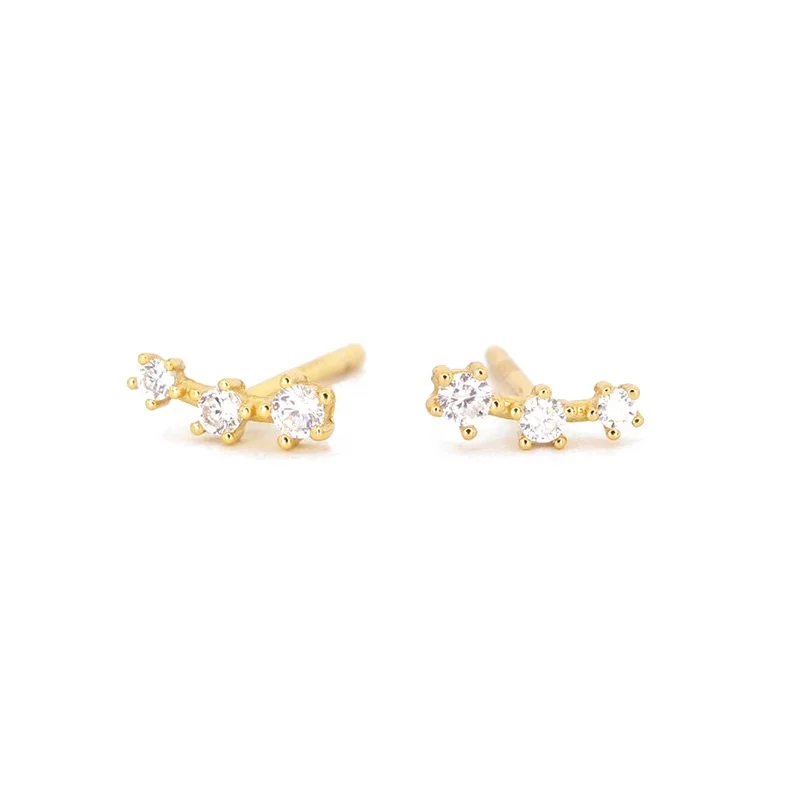 High Quality Elegant 925 Sterling Silver Ins Three Diamond Stud Earrings For Women And Girls, Gold and silver
High Quality Elegant 925 Sterling Silver Ins Three Diamond Stud Earrings For Women And Girls, Gold and silver