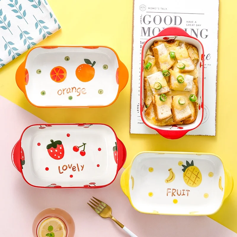 Fruit Ceramic Tableware Rectangular Binaural Home Creative Dish Plate Nordic Oven Utensils Special, Red/pink/yellow/orange
Fruit Ceramic Tableware Rectangular Binaural Home Creative Dish Plate Nordic Oven Utensils Special, Red/pink/yellow/orange