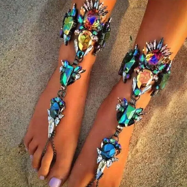 

Wholesale Fashion Statement Body Jewelry 2020 New Style Rhinestone Anklet Pied Foot Jewelry Sexy Leg