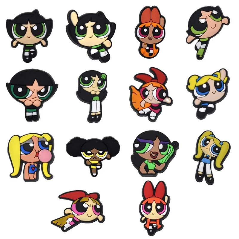 Wholesale custom PVC Shoe Charms Cartoon Croc Powerpuff Girls Soft Rubber Shoe Decorations Wristband Accessories fit Gift, Customized color
Wholesale custom PVC Shoe Charms Cartoon Croc Powerpuff Girls Soft Rubber Shoe Decorations Wristband Accessories fit Gift, Customized color