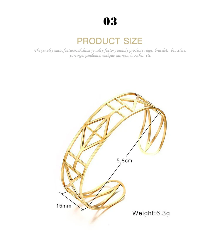 Spot wholesale Korean version of simple geometric figure stainless steel C-shaped open bracelet B-168G