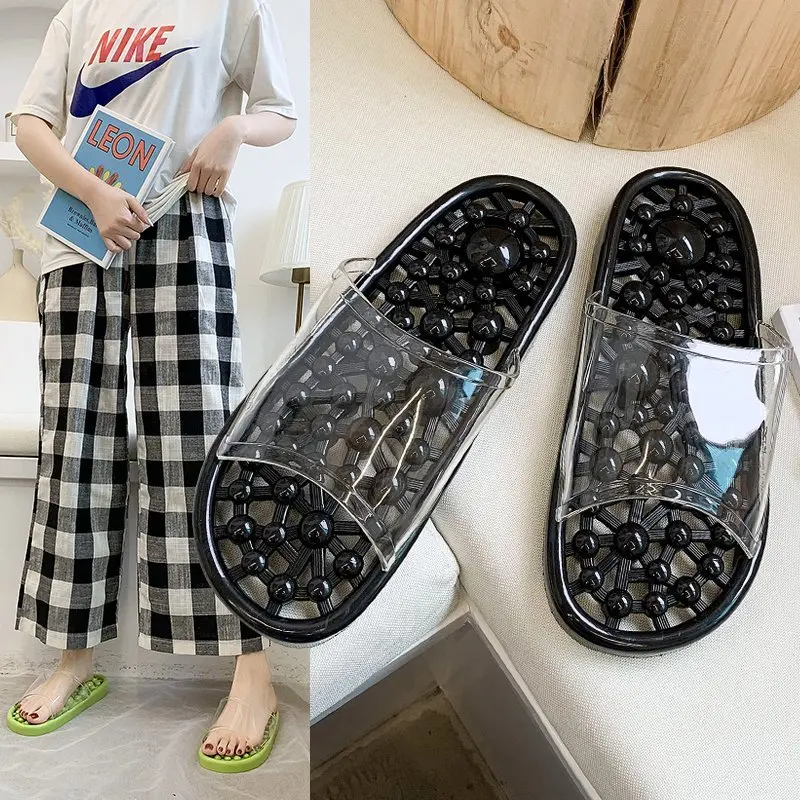 Candy color massage bottom slippers female 2021 new flat bottom non-slip transparent bathroom sandals beach shoes men and women, Black/pink/orange/yellow/green/blue
Candy color massage bottom slippers female 2021 new flat bottom non-slip transparent bathroom sandals beach shoes men and women, Black/pink/orange/yellow/green/blue