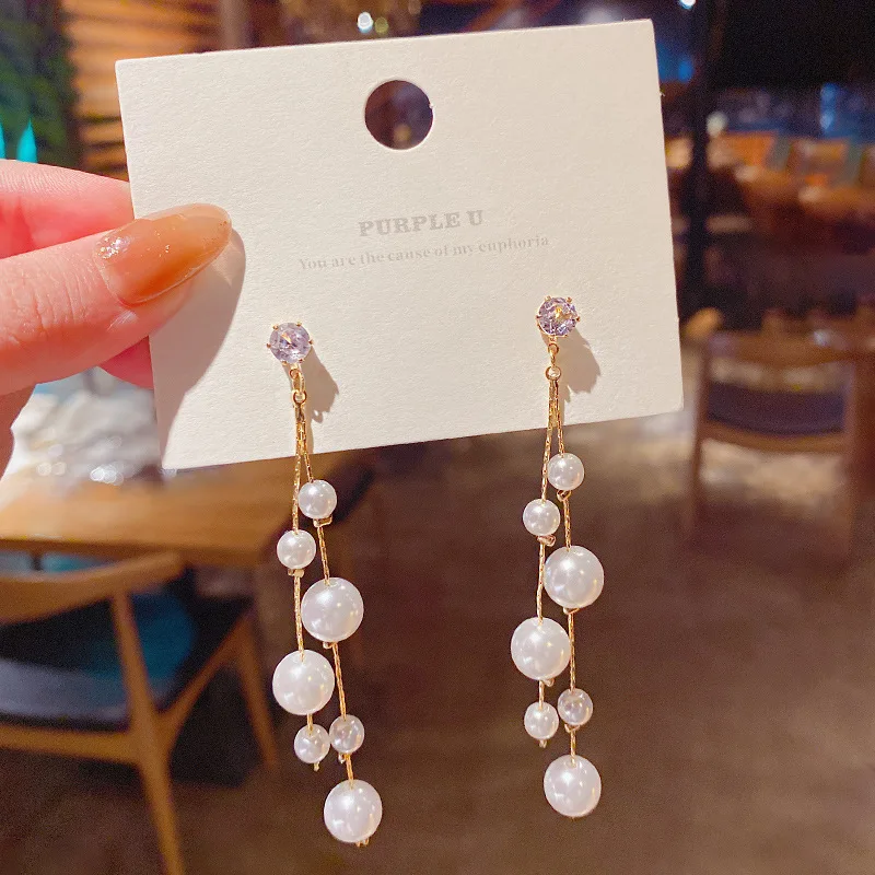 Fashion Long Pearl Tassel Earrings For Women Simple Temperament Earrings Jewelry
Fashion Long Pearl Tassel Earrings For Women Simple Temperament Earrings Jewelry