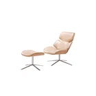 Modern Design fauteuil relax bent wood reclining leather metal legs shrimp swivel bath chair