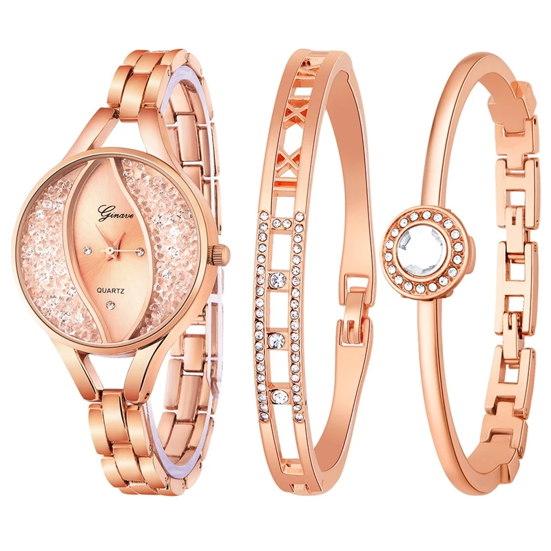 Ginave 3 PCS Women Bracelet Watches G-020JG Ladies Watch Rhinestones Clock Women Fashion Dress Wristwatch Relogio Feminino Gift
Ginave 3 PCS Women Bracelet Watches G-020JG Ladies Watch Rhinestones Clock Women Fashion Dress Wristwatch Relogio Feminino Gift