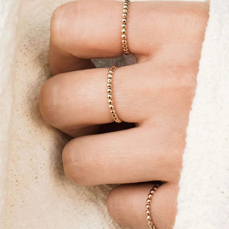 14K Gold Plated Stainless Steel Bead Rings for Women, Gold, silver, rose gold, black
14K Gold Plated Stainless Steel Bead Rings for Women, Gold, silver, rose gold, black