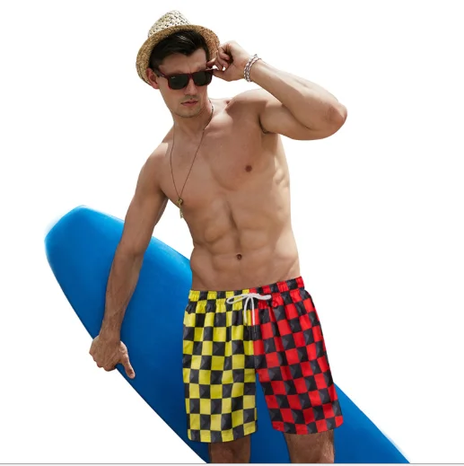 OEM Oversized Large beach pants men's summer new Plaid print men's beach swim shorts loose European casual customized logo pants, Red and yellow
OEM Oversized Large beach pants men's summer new Plaid print men's beach swim shorts loose European casual customized logo pants, Red and yellow
