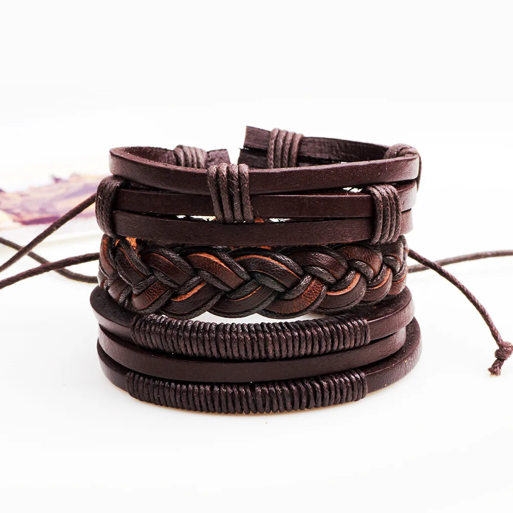 Punk Jewelry Genuine Leather Hand Jewelry 3Pcs/ Set Handmade Braided Leather Bracelet For Men Accessories
Punk Jewelry Genuine Leather Hand Jewelry 3Pcs/ Set Handmade Braided Leather Bracelet For Men Accessories