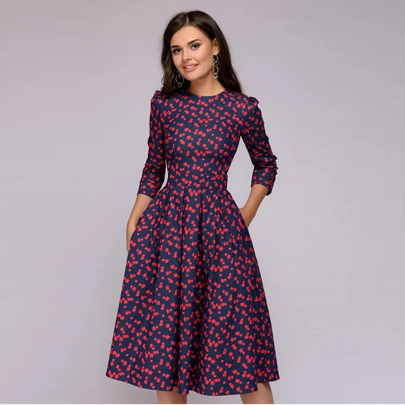 Women casual A-line prom Vintage printed party apparel Three Quarter Sleeve Slim women clothing elegant african style dresses
Women casual A-line prom Vintage printed party apparel Three Quarter Sleeve Slim women clothing elegant african style dresses