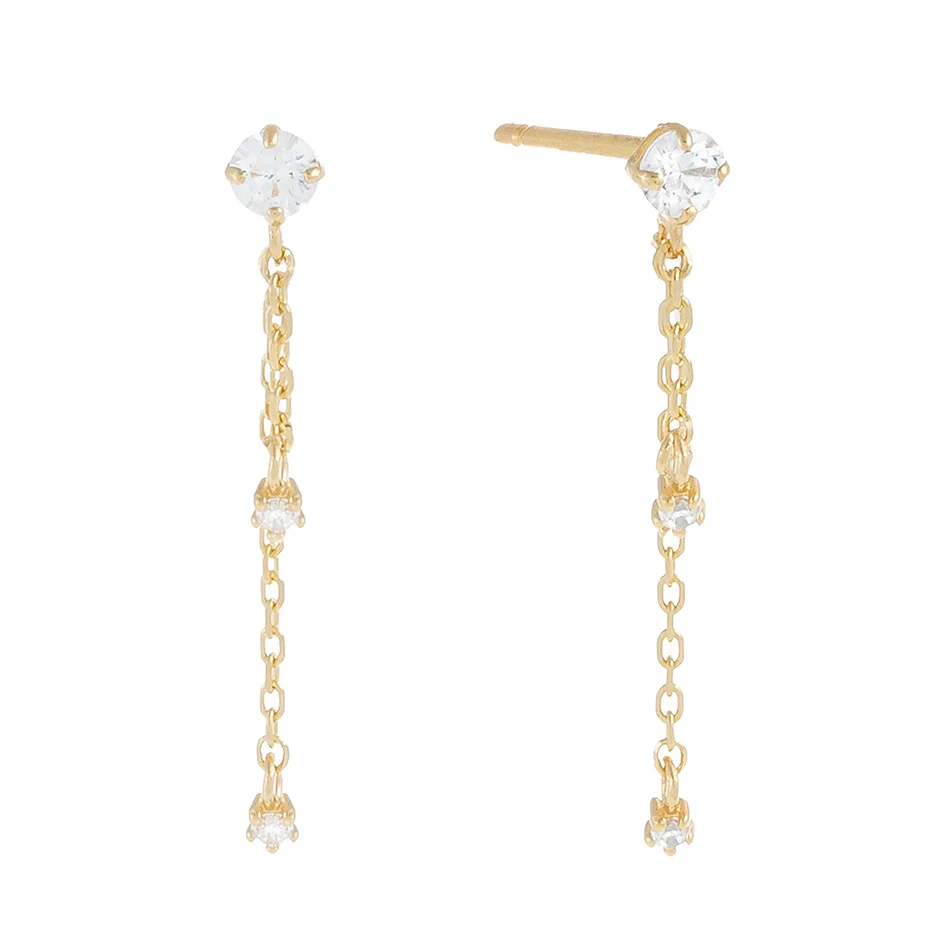 925 Sterling Silver 14k Gold Plated CZ Chain Dangle Stud earrings For Woman Gold Plated Earrings
925 Sterling Silver 14k Gold Plated CZ Chain Dangle Stud earrings For Woman Gold Plated Earrings