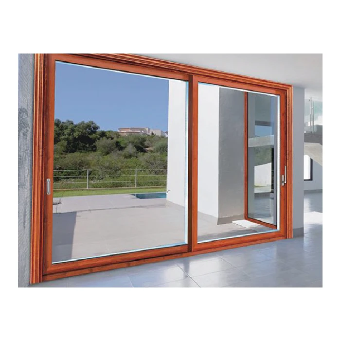 Topwindow Luxurious High Cost Automatic Blinds Inside Heavy Aluminum Wood Color Super Large Door Panel Lift Sliding Door