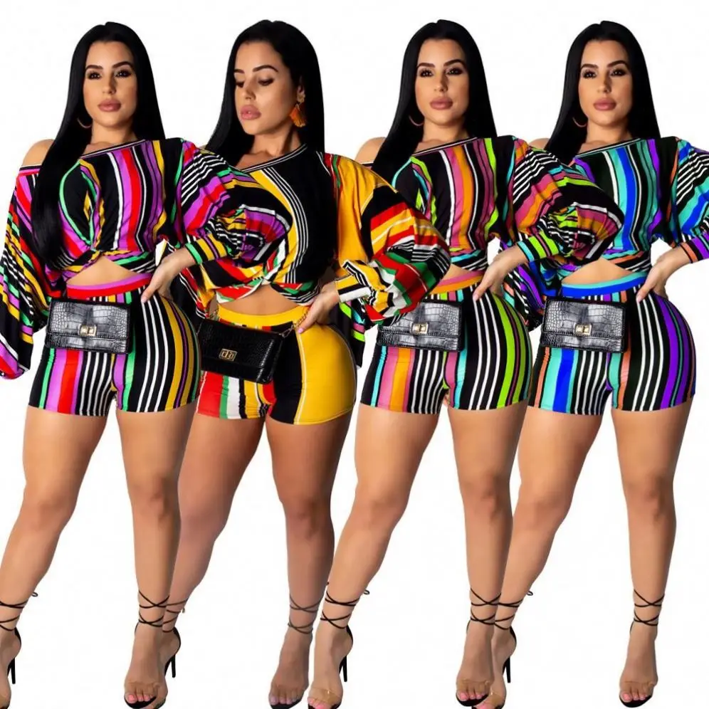 2020 Wholesale Striped Print Plus Size Short Fashion Women Clothing Two Piece Set, As pictures showed
2020 Wholesale Striped Print Plus Size Short Fashion Women Clothing Two Piece Set, As pictures showed