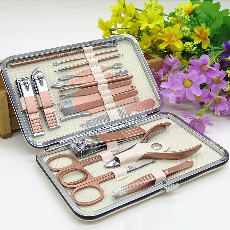Rose Gold 18 piece Manicure Pedicure Set stainless steel Professional 18Pcs Nail Clippers Set Men Women travel Nail Tool Kit
Rose Gold 18 piece Manicure Pedicure Set stainless steel Professional 18Pcs Nail Clippers Set Men Women travel Nail Tool Kit