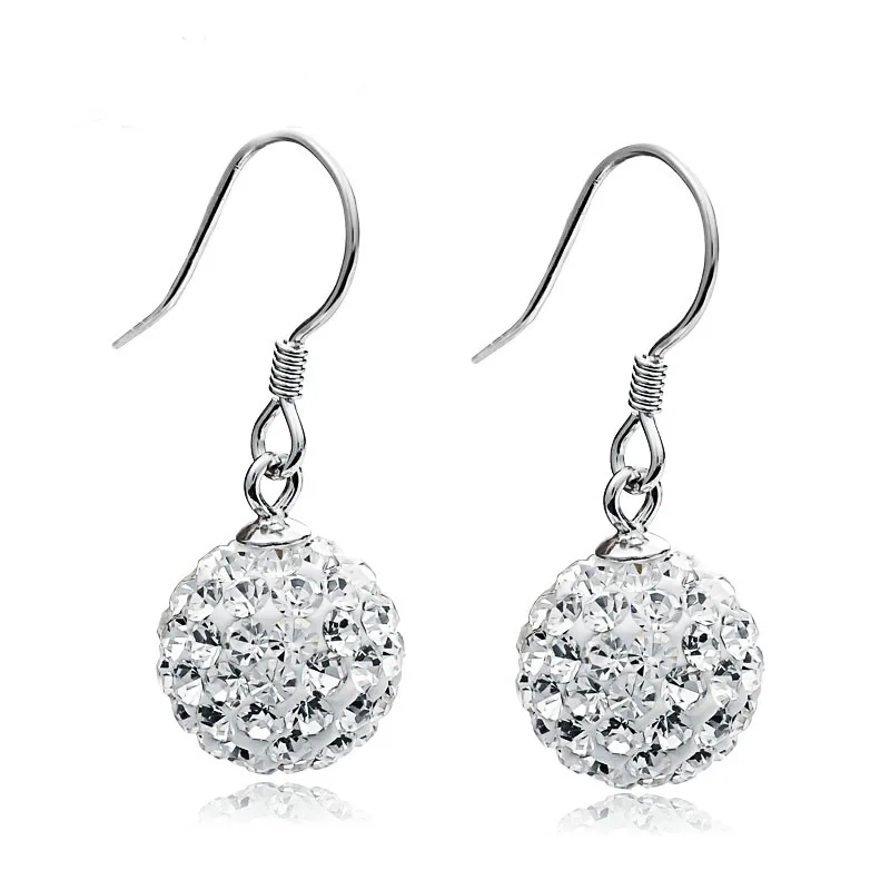 Factory direct 925 sterling silver dangle crystal ball earring for girls by feiyalin, White
Factory direct 925 sterling silver dangle crystal ball earring for girls by feiyalin, White