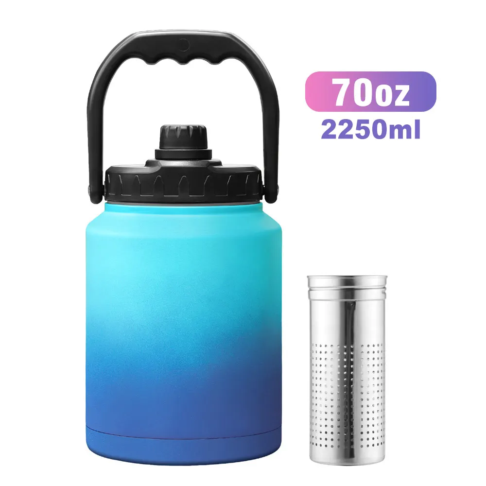 Hot Sales Large Capacity 70OZ Half Gallon Stainless Steel Water Bottle with handle for Camping
Hot Sales Large Capacity 70OZ Half Gallon Stainless Steel Water Bottle with handle for Camping