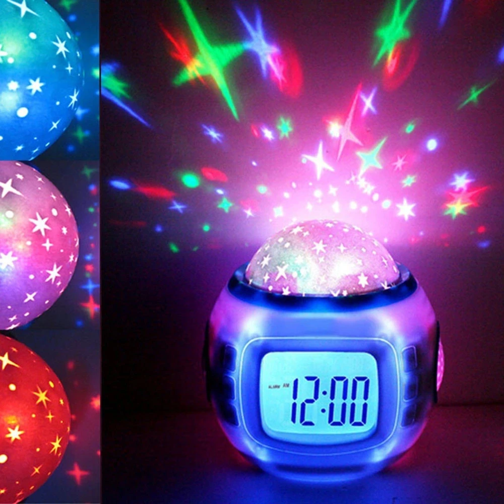 Night Light Projector Alarm Clock LED Digital Colorful Star Sky Lamp Clock Children Baby Room Calendar Night Light Projection
Night Light Projector Alarm Clock LED Digital Colorful Star Sky Lamp Clock Children Baby Room Calendar Night Light Projection