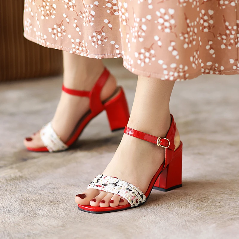 New Women's High Block Heels Chunky Sandals Ankle Strap Wedding Dress Pump, Red/white/black/camel
New Women's High Block Heels Chunky Sandals Ankle Strap Wedding Dress Pump, Red/white/black/camel