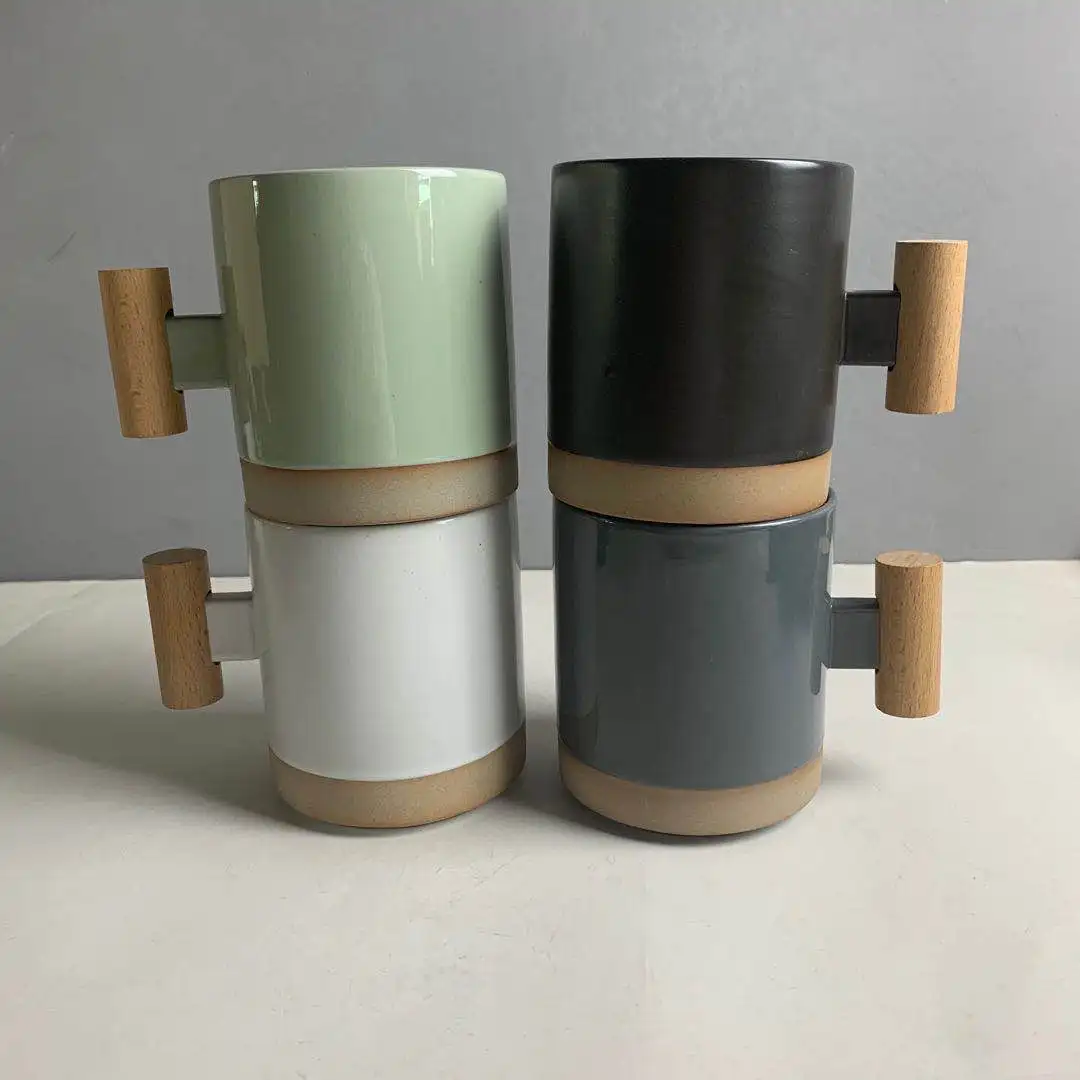 High Quality Japanese Style 12oz Cappuccino Coffee Ceramic Cup With Wood Handle Mug Personalization Custom logo
High Quality Japanese Style 12oz Cappuccino Coffee Ceramic Cup With Wood Handle Mug Personalization Custom logo