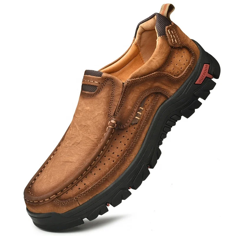 Cowhide men's sets of first layer autumn outdoor sports and casual leather foot sewing line solid color soft-soled hiking shoes
Cowhide men's sets of first layer autumn outdoor sports and casual leather foot sewing line solid color soft-soled hiking shoes